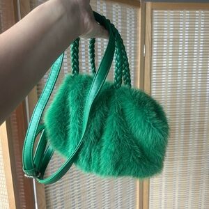 Zara Green Faux Fur Mini Bag